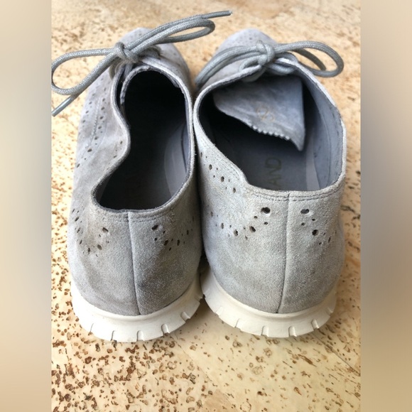 COLE HAAN Zero Grand Wingtip Oxfords In Ironstone Suede-Optic White Size 9.5 - Picture 4 of 8